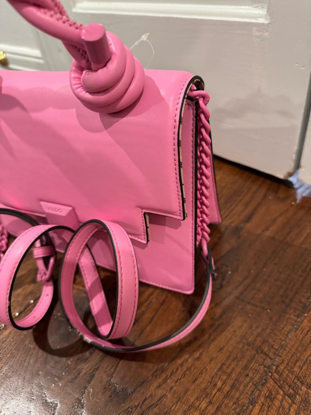 ALDO Pink Braided-Handle Top-Handle Satchel w/Crossbody Strap removable option! - Picture 9 of 9